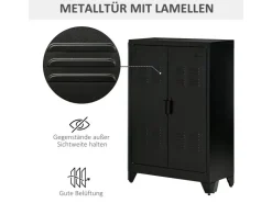 HOMCOM Sideboard mit 2 Verstellbaren Einlegeböden Schwarz 75 x 33 x 110 cm* Bücherregale