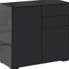 HOMCOM Sideboard mit Schublade Spanplatte MDF Schwarz 79L x 36B x 74H cm