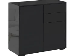 HOMCOM Sideboard mit Schublade Spanplatte MDF Schwarz 79L x 36B x 74H cm
