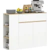 HOMCOM Sideboard Spanplatte MDF 105L x 30B x 81,5H cm Weiß* Aufbewahrung|Kommode