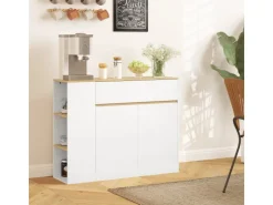 HOMCOM Sideboard Spanplatte MDF 105L x 30B x 81,5H cm Weiß* Aufbewahrung|Kommode