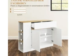 HOMCOM Sideboard Spanplatte MDF 105L x 30B x 81,5H cm Weiß* Aufbewahrung|Kommode