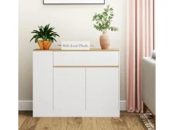 HOMCOM Sideboard Spanplatte MDF 105L x 30B x 81,5H cm Weiß* Aufbewahrung|Kommode