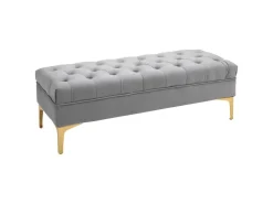 HOMCOM Sitzbank mit Erhöhten Beinen Schlafzimmer Samt Hellgrau 118 x 45 x 42 cm