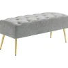 HOMCOM Sitzbank mit Lammwolle-Optik Knopfheftung Stahlbeine 112 x 41 x 46cm Grau* Sitzbänke