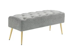 HOMCOM Sitzbank mit Lammwolle-Optik Knopfheftung Stahlbeine 112 x 41 x 46cm Grau* Sitzbänke