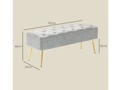 HOMCOM Sitzbank mit Lammwolle-Optik Knopfheftung Stahlbeine 112 x 41 x 46cm Grau* Sitzbänke