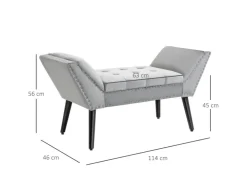 HOMCOM Sitzbank mit Samtoptik für Schlafzimmer Gummiholz Hellgrau 114 x 46 x 56 cm* Sitzbänke