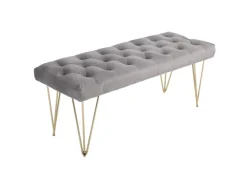 HOMCOM Sitzbank mit Samtoptik für Schlafzimmer Metall Grau 116 x 44 5 x 49 cm* Sitzbänke