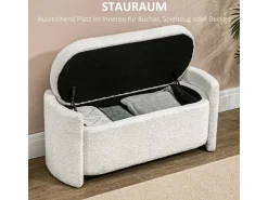 HOMCOM Sitzbank mit Stauraum Deckel Samtoptik für Wohnzimmer Creme 105 x 44 x 45,5 cm* Sitzbänke