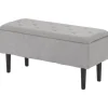 HOMCOM Sitzbank mit Stauraum Klappdeckel Samtoptik Grau 95 x 38 x 45 cm