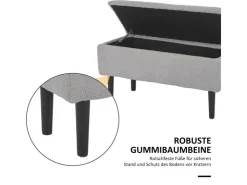 HOMCOM Sitzbank mit Stauraum Klappdeckel Samtoptik Grau 95 x 38 x 45 cm
