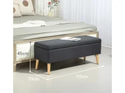 HOMCOM Sitzbank mit Stauraum Polsterbank 110 x 39 x 45 cm Dunkelgrau