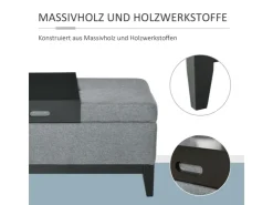 HOMCOM Sitzbank mit Stauraum Aufbewahrungsbox Dunkelgrau Schwarz 107 x 50 x 44cm* Sitzbänke