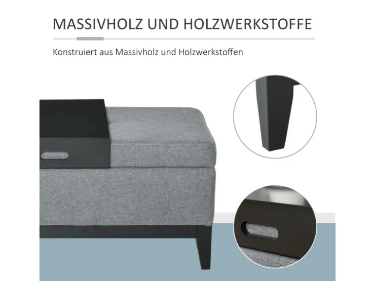 HOMCOM Sitzbank mit Stauraum Aufbewahrungsbox Dunkelgrau Schwarz 107 x 50 x 44cm* Sitzbänke