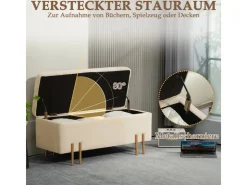 HOMCOM Sitzbank mit Stauraum Samt Holz 100L x 40B x 42H cm* Sitzbänke