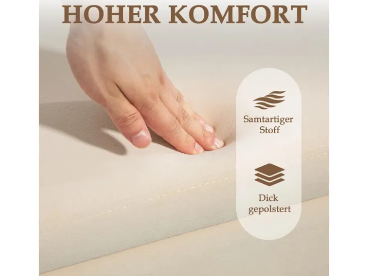HOMCOM Sitzbank mit Stauraum Samt Holz 100L x 40B x 42H cm* Sitzbänke