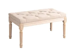 HOMCOM Sitzbank Vintage mit Knöpfen Leinenoptik 80 x 40 x 43cm Beige* Sitzbänke