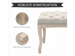 HOMCOM Sitzbank Vintage Schlafzimmer Gummiholz Leinen Beige 110 x 40 x 48 cm