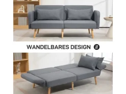 HOMCOM 2-Sitzer Klappbett mit Bettfunktion 2 Wurfkissen 170 x 83 x 80 cm* Kissen|Sofas