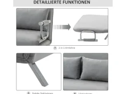 HOMCOM 2-Sitzer Schlafsofa mit Armlehne 111 x 80 x 78cm* Sofas