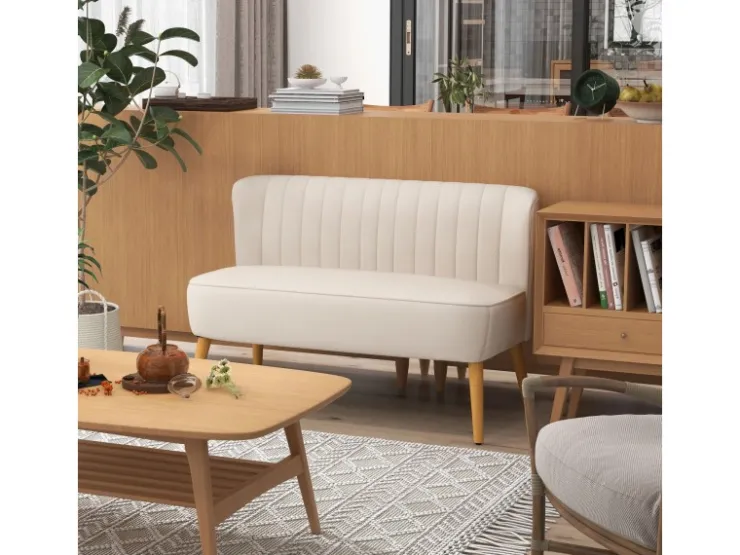 HOMCOM 2-Sitzer Stoffsofa Holz Samtartiges 117 x 56,5 x 77 cm* Sofas