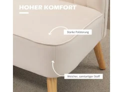 HOMCOM 2-Sitzer Stoffsofa Holz Samtartiges 117 x 56,5 x 77 cm* Sofas