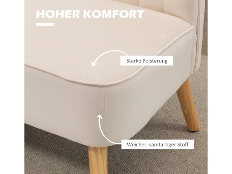 HOMCOM 2-Sitzer Stoffsofa Holz Samtartiges 117 x 56,5 x 77 cm* Sofas