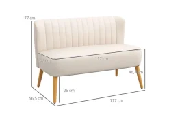 HOMCOM 2-Sitzer Stoffsofa Holz Samtartiges 117 x 56,5 x 77 cm* Sofas