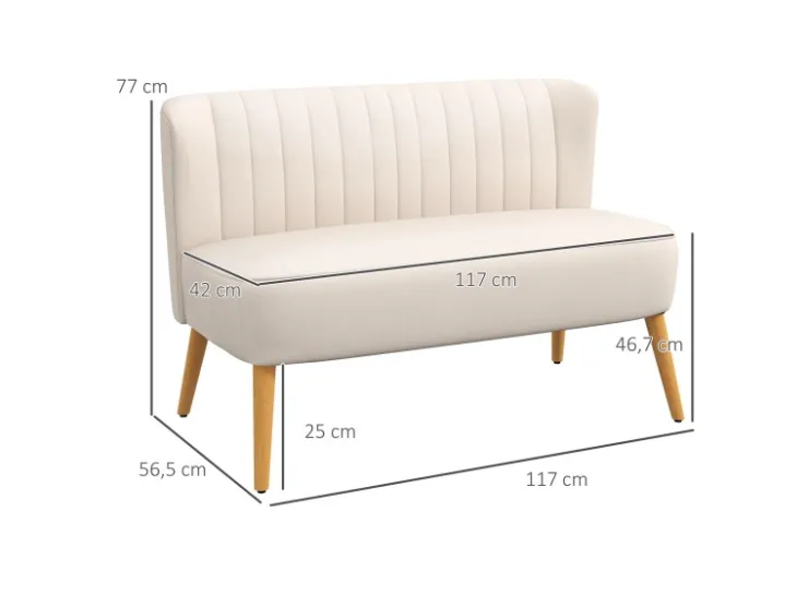 HOMCOM 2-Sitzer Stoffsofa Holz Samtartiges 117 x 56,5 x 77 cm* Sofas