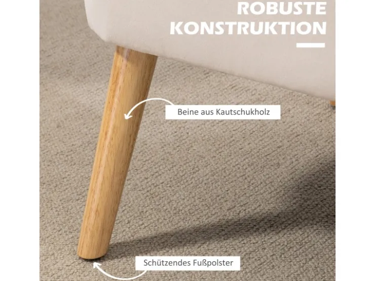 HOMCOM 2-Sitzer Stoffsofa Holz Samtartiges 117 x 56,5 x 77 cm* Sofas