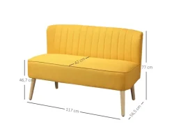 HOMCOM 2-Sitzer Stoffsofa Holz Schaumstoff 117 x 56,5 x 77 cm* Sofas