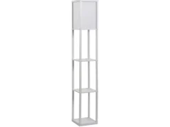 HOMCOM Stehleuchte mit Regalen E27 Holz Weiß 26 x 26 x 160 cm Ohne Glühbirne* Regal Weiß|Holzregale