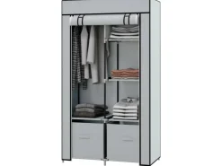 HOMCOM Stoffschrank mit 5 Fächern Reißverschluss Hellgrau 83 x 42,5 x 162,5 cm* Schränke