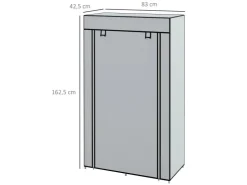 HOMCOM Stoffschrank mit 5 Fächern Reißverschluss Hellgrau 83 x 42,5 x 162,5 cm* Schränke