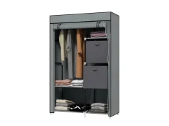 HOMCOM Stoffschrank mit Schubladen Reißverschluss Dunkelgrau 102 x 42,5 x162,5cm* Bettwäsche