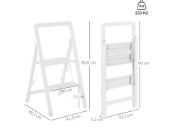 HOMCOM Trittleiter Aluminium 49,5L x 41,5B x 82,6H cm Weiß