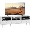HOMCOM TV Schrank TV Board mit Schubladen 3 Offenen Fächern Weiß