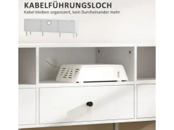 HOMCOM TV Schrank TV Board mit Schubladen 3 Offenen Fächern Weiß