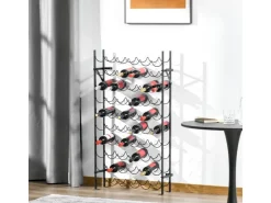 HOMCOM Weinregal Weinständer 60 Flaschen Wandbefestigung Metall Schwarz* Flaschenregale