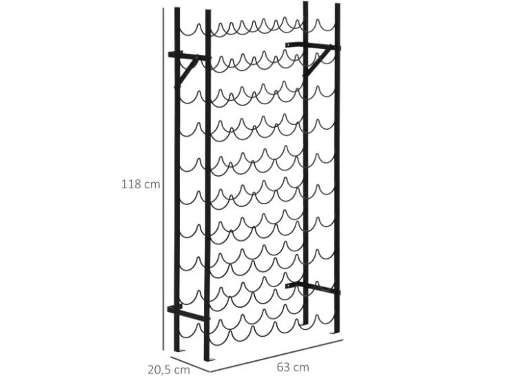 HOMCOM Weinregal Weinständer 60 Flaschen Wandbefestigung Metall Schwarz* Flaschenregale