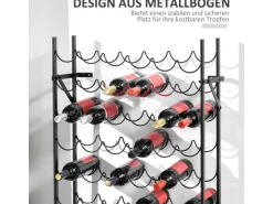 HOMCOM Weinregal Weinständer 60 Flaschen Wandbefestigung Metall Schwarz* Flaschenregale