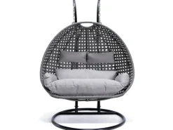 Home Deluxe Hängesessel Twin aus Polyrattan mit Regenabdeckung Grau