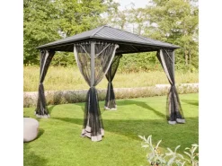Home Deluxe Pavillon Azur 270 cm x 270 cm x 200 cm Solar-LED-Beleuchtung* Insektenschutz