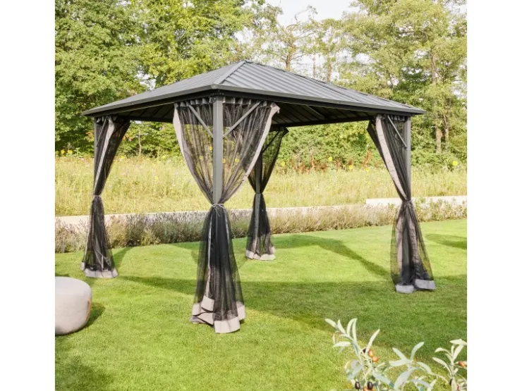 Home Deluxe Pavillon Azur 270 cm x 270 cm x 200 cm Solar-LED-Beleuchtung* Insektenschutz