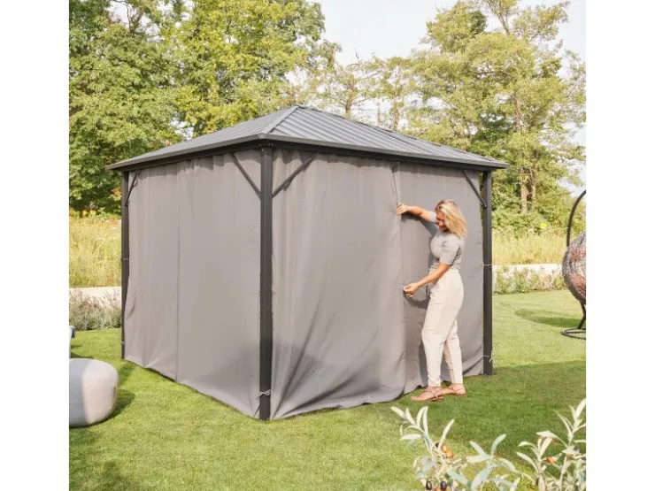 Home Deluxe Pavillon Azur 270 cm x 270 cm x 200 cm Solar-LED-Beleuchtung* Insektenschutz