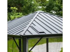 Home Deluxe Pavillon Azur 270 cm x 270 cm x 200 cm Solar-LED-Beleuchtung* Insektenschutz