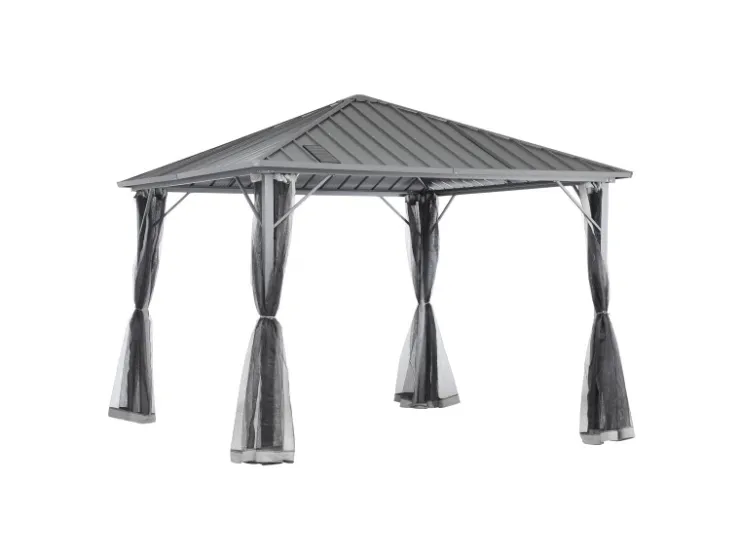 Home Deluxe Pavillon Azur 270 cm x 270 cm x 200 cm Solar-LED-Beleuchtung* Insektenschutz