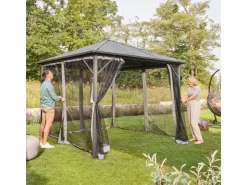 Home Deluxe Pavillon Azur 270 cm x 270 cm x 200 cm Solar-LED-Beleuchtung* Insektenschutz