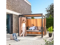 Home Deluxe Pavillon Provence 236 cm x 180 cm x 210 cm mit Gartenliege* Sitzbänke